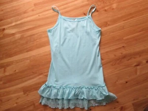 Knit Works Girls L-14 Aqua Ruffle Lace Cotton Tank Top NWOT CUTE! - Picture 1 of 3