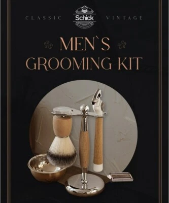 Schick Classic Vintage Men's Grooming Kit Hydro 5 Wooden Handle Shaving Razor - Image 1 of 4