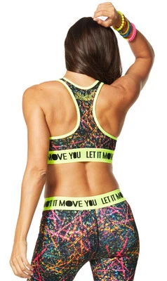 Sujetador deportivo Zumba “Sparks Fly” Scoop espalda deportiva exclusivo de convención EliteZear Foto 1 de 4