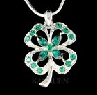 Four Leaf Clover Shamrock made with Swarovski Crystal Irish St Patricks Necklace