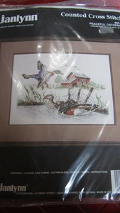 Vintage PEACEFUL GATHERING DUCKS/BIRDS ON POND Counted Cross Stitch KIT - 1990's - Picture 1 of 3