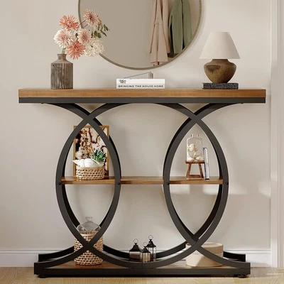 Tavolo Consolle per Ingresso Industriale Divano 3 Livelli Tavolo Dietro Divano - Immagine 1 di 4