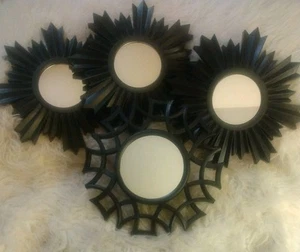 4 Small Mirrors Starburst Sunburst Glass Plastic Home Office 9.75x9.75 Coaster - Picture 1 of 12