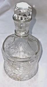 Antique Crystal  Crackle  Glass Liquor Decanter Patent 1927 with Stopper - Picture 1 of 10