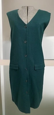 Vintage Sag Harbor Dress Women’s Size 14 Forest Green 100% Wool Button Front - Image 1 of 4