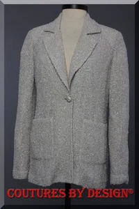 St John Knits Metallic Foil Evening Jacket Alabaster Shimmer Size 6 NWT $1495 - Picture 1 of 4