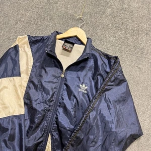 VTG Adidas Jacket Men's Medium 90's Windbreaker Nylon Embroidered Blue - Picture 1 of 13