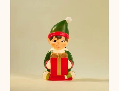 ELF WITH GIFT BOX Blow Mold 24” Lights Up Christmas Decoration