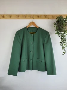 Vintage Debenham Classic Jacket Green Button-Down Lined ~ Size Uk 16 Vgc - Picture 1 of 15
