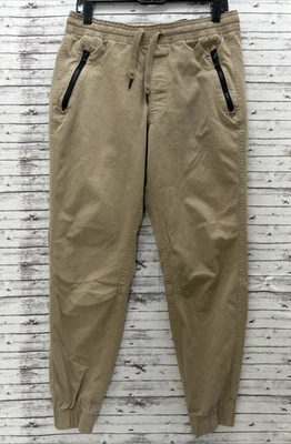 Under Armour Fitted Joggers Pants Men Size M Beige Khaki Drawstring Zip Pockets - Image 1 of 4
