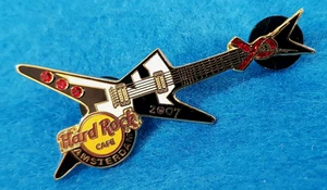 AMSTERDAM WORLD AIDS DAY BLACK WHITE RED JEWELS GUITAR 07 Hard Rock Cafe PIN LE - Picture 1 of 1