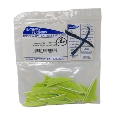 36 Count Gateway Feathers 2" Right Wing: Rayzr Lemon Lime Green 200RRSLL - Image 1 of 2