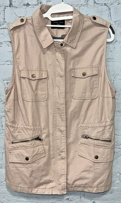 Chaleco utilitario Love Tree para mujer talla grande rubor cordón cremallera botones bolsillos Foto 1 de 4