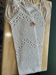 NWT Boho Table Runner Cotton Macrame 14”x97” White Fringed Heavyweight - Picture 1 of 17