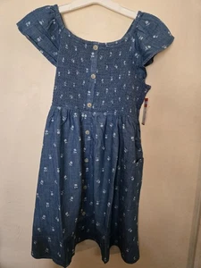 New Cat & Jack Girl's Blue Chambray Short Sleeve   Dress Size XXXL(16-18) Plus - Picture 1 of 6