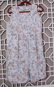 L.L. Vestido Bean Mujer 10 Pequeño Azul Blanco Floral Botones 100% Lino Informal - Imagen 1 de 18