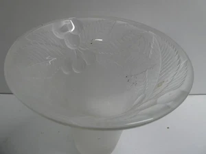 ART DECO FROSTED GLASS VASE EMBOSSED PRESSED GLASS CHERRY TREE - CHERRIES - Picture 1 of 9