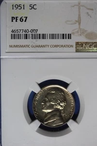 1951 NGC 5C PF67 JEFFERSON NICKEL #B50578 - Picture 1 of 2