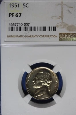 1951 NGC 5C PF67 JEFFERSON NICKEL #B50578 - Image 1 of 2