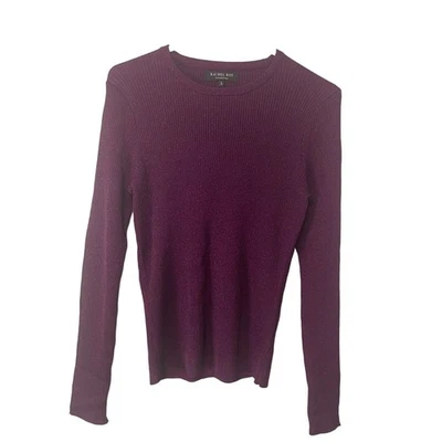 Suéter feminino grande novo com etiquetas Rachel Roy roxo cintilante com nervuras - Imagem 1 de 4