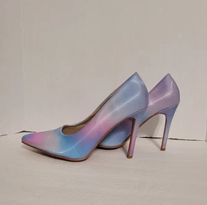 Torta Caliente Mujer Iridiscente Rosa Azul Stiletto Fiesta Boda Tacones Talla 10 - Imagen 1 de 13