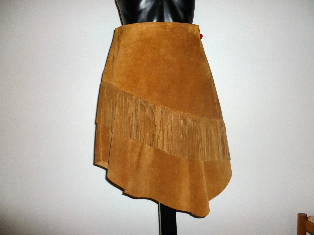 Gonna Lunga Da Donna Con Gonna Corta In Pelle Scamosciata Borsa A Vita Alta Con Cerniera Autunno Inverno, Beige, S - Foto 11