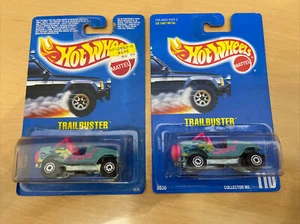 (2) Hot Wheels 1991 #110 TRAILBUSTER Jeep New in Package H341 International - Picture 1 of 7