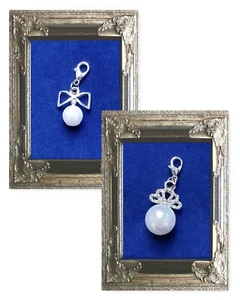 CHARM ANHÄNGER PERLE SCHLEIFE weiß perlmutt 925er SILBER Karabiner für KETTE - Bild 1 von 3