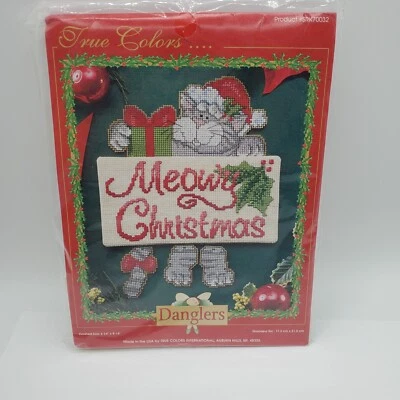 Kit de punto de cruz contado True Color Danglers 'Meowy Christmas' nos 70032 gato Foto 1 de 4