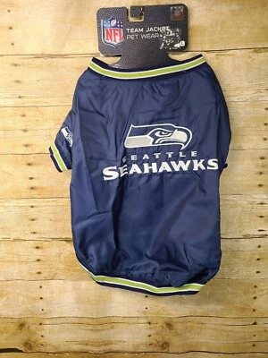 Seattle Seahawks Pet Dog Sideline GameDay Jacket Blue L New  - Image 1 of 4