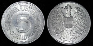 Austria Alluminio 1952 5 Scellini 31 mm UNC KM# 2879 (27 264) - Foto 1 di 3