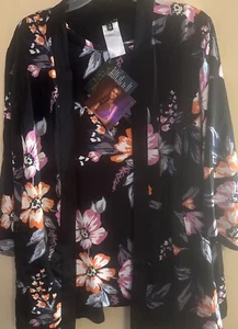NWT 2 Piece IMAN Set Black FLORAL JACKET With Top - Picture 1 of 9
