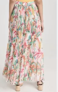 Rococo Sand Sz M Skirt Maxi Midi Pleated Floral Green pink Orange White New - Picture 1 of 9