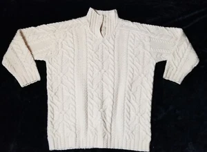 Maglione Lauren Ralph Lauren maglia a mano/cavo 100% lana peggiorata maglione avorio L - Foto 1 di 20