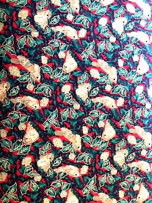 Tela de algodón 100 % oro 4 yds12 pulgadas HOFFMAN Holiday Chickadees de colección Foto 1 de 4