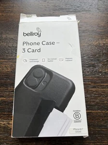 GENUINA Funda de Teléfono Bellroy de Cuero con 3 Tarjetas para Apple iPhone 16 6.1” Negra ABIERTA - Imagen 1 de 6