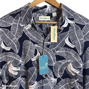 CARIBBEAN Shirt Mens Size XL Short Sleeve Camp Hawaiian Blue Palm Trees $69 NEW - Picture 1 of 5