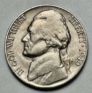 1940 US Jefferson Nickel 5 Cent Average Circulated Coin. Bx 13.252 - Picture 1 of 2
