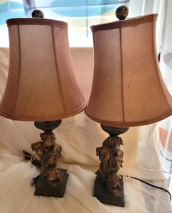SET OF 2 Dog Figure Table Lamps Labrador ? Light Rustic Nature Style 23" Ht - Picture 1 of 10