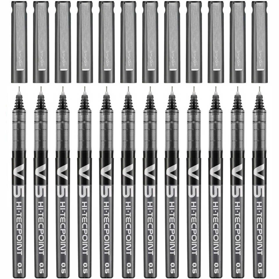 12 Penne Pilot Hi-Tecpoint V5 Roller inchiostro Liquido Nero
