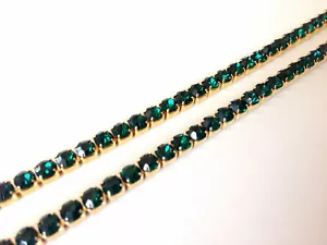 2M x SS16 Verde Smeraldo Diamante Cristallo Oro Base Catena Cucire Pizzo Fai Da Te - Foto 1 di 1