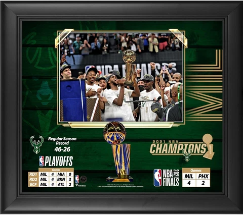 Milwaukee Bucks Framed 15" x 17" 2021 NBA Finals Champions Collage Cover