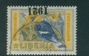 Liberia 1921, $2 bird, INVERTED "1921" overprint, used #207 - Picture 1 of 1