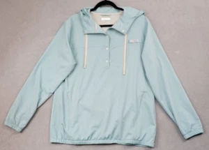 Columbia Jacket Men's L Green Pullover Sweatshirt Half Snap Hoodie Zip Pockets - Picture 1 of 13