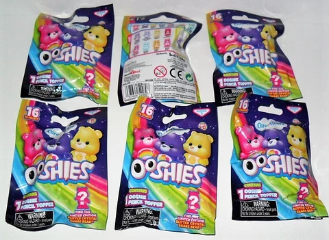 OOSHIES CARE BEARS PENCIL TOPPER LOT OF (6) BLIND BAGS SEALED PACKS Cover