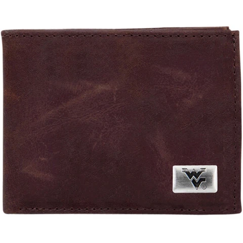 West Virginia Mountaineers Leather Billfold Wallet - Brown Cover