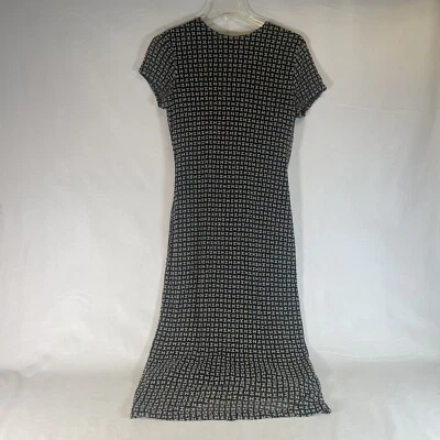 Maxi Vestido Vintage HALSTON Manga Corta Negro Viscosa Jersey EE. UU. 6 Foto 1 de 4