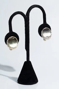 Vintage Clip-On Earrings - MONET Signed, Gold Toned Circles w/ CZ around bottom - Picture 1 of 6