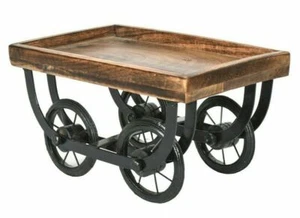 Wooden Serving Platter Thela With Move Able Wheels For Dining Table Serving Kart - Picture 1 of 5