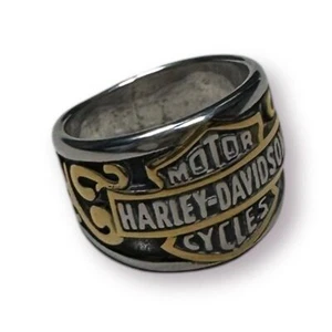 Anillo Harley-Davidson Motor Cycles para hombre dorado/plateado motociclista talla 8 - Imagen 1 de 5